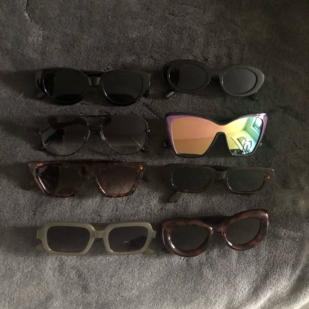 8 pairs of stylish cat eye, tortoise and other sunglasses